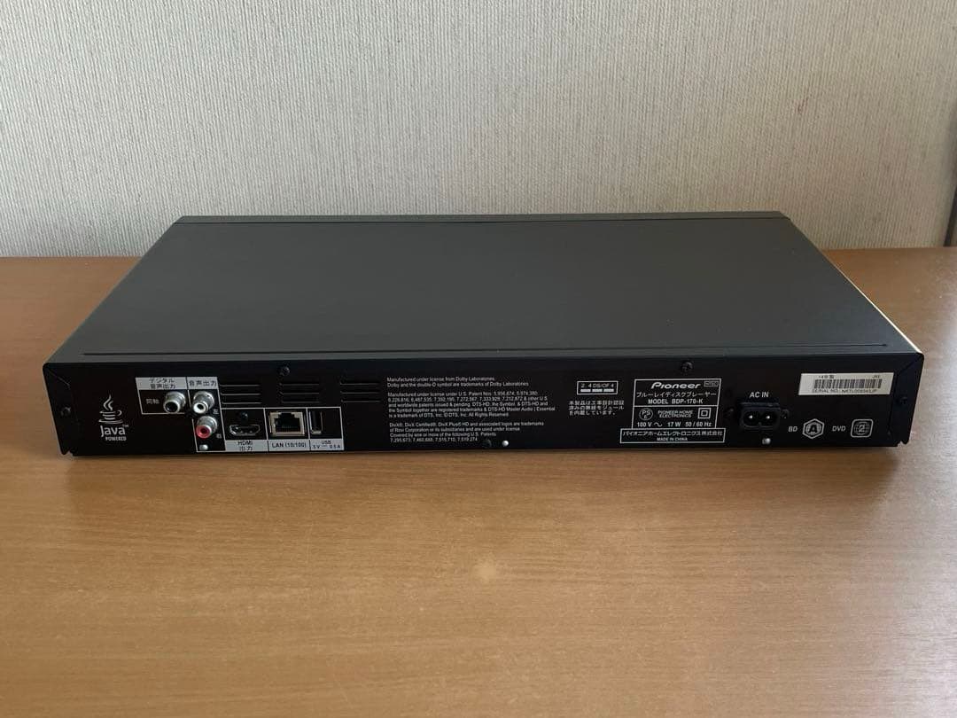 Pioneer パイオニア ブルーレイディスクプレーヤー BDP-170-K