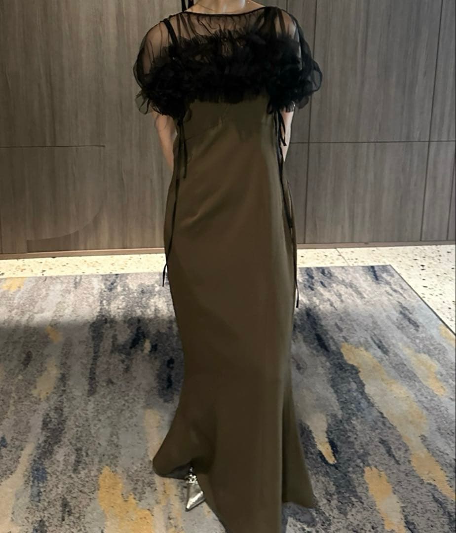 andresd ボリュームソフトチュールドレス　カーキ　M