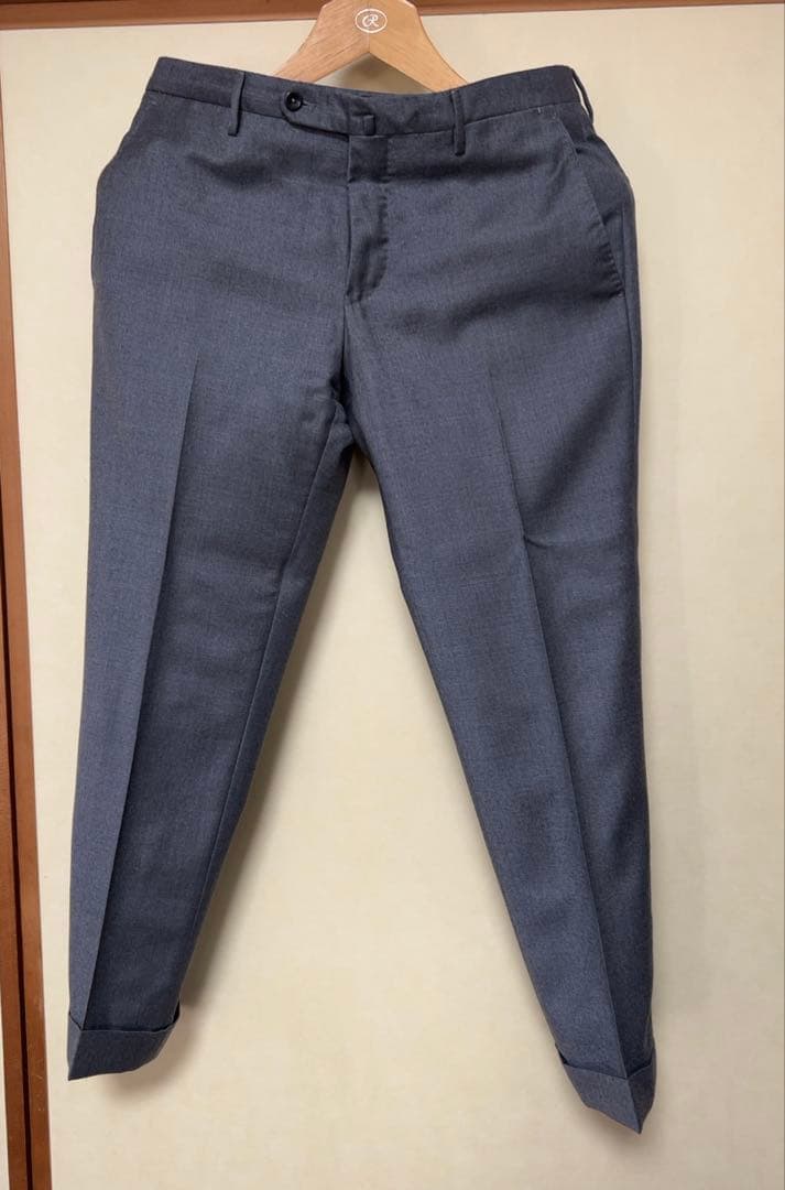 インコテックス　ウール　ライトグレー スラックス　裾ダブル　秋冬物