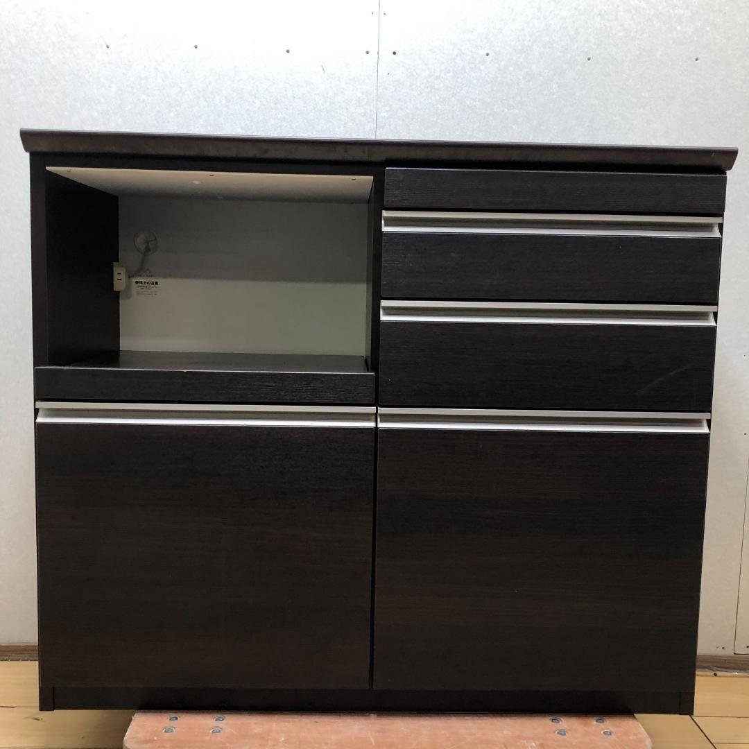 送料無料　カウンター レンジ台 収納棚 食器棚 引出　250710-3