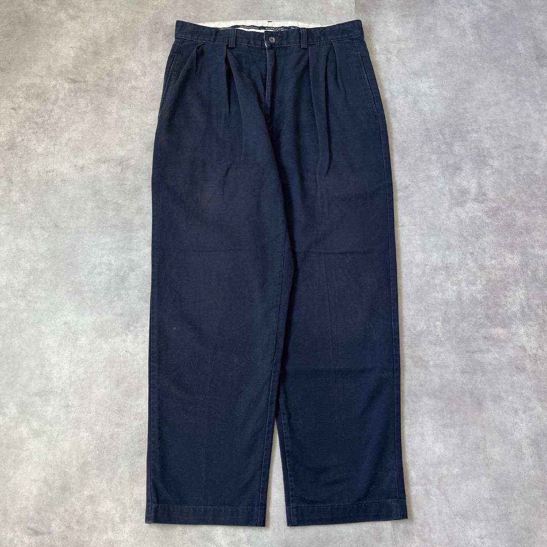 ラルフローレン W33 ポロチノ チノパン 90s USA 古着 紺 19017