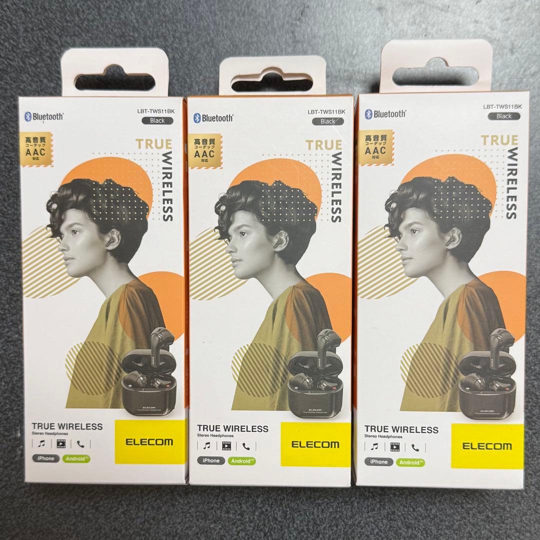【新品未開封】ELECOM フルワイヤレスイヤホン TWS11BK 3個