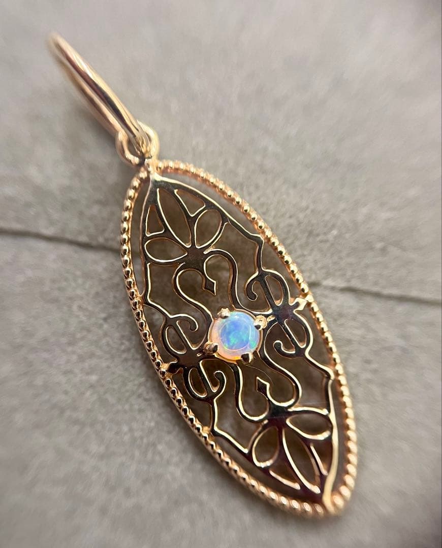 アガット k10 オパール 透かし ペンダント トップ チャーム