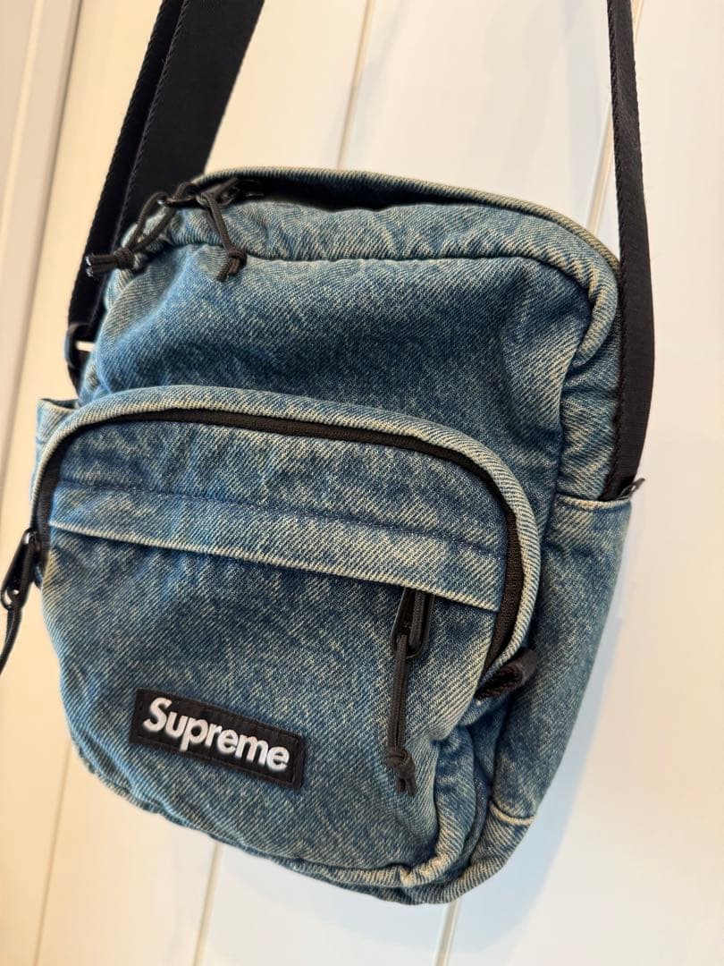 supreme デニム　ショルダー　バッグ　シュプリーム　インディゴブルー