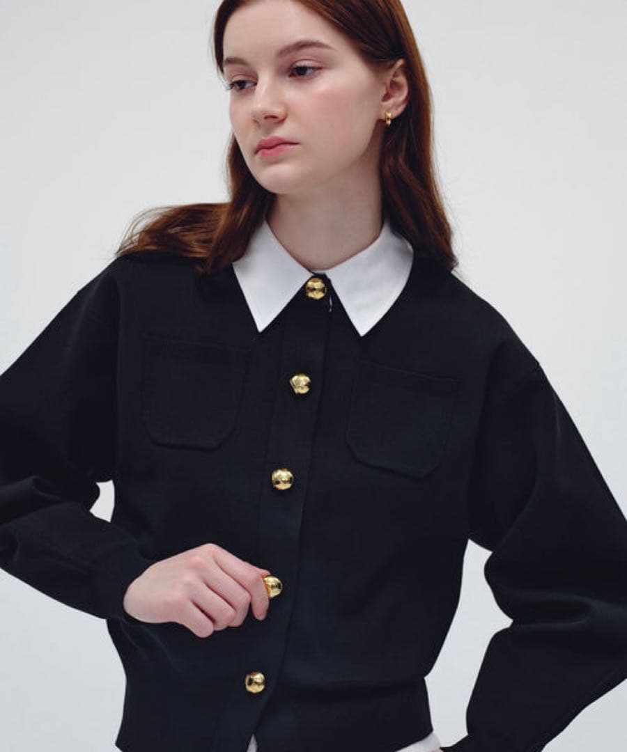 アダムエロペ 【WEB限定】・【サステナブル】カラー付きカーディガン