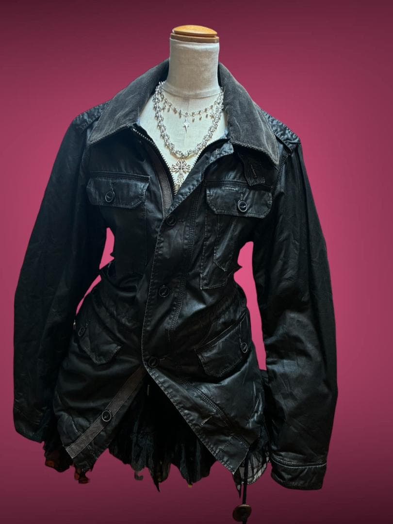 激レアy2k Levi'sベルト 光沢ハイネックジャケット 平成ギャル グランジ