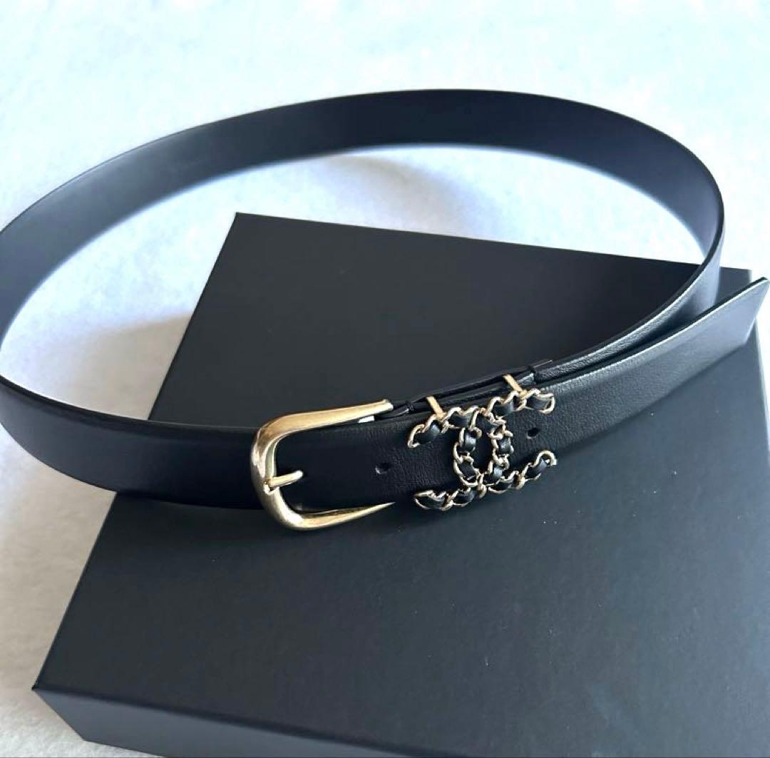 【超美品】CHANEL ブラックレザー ベルト