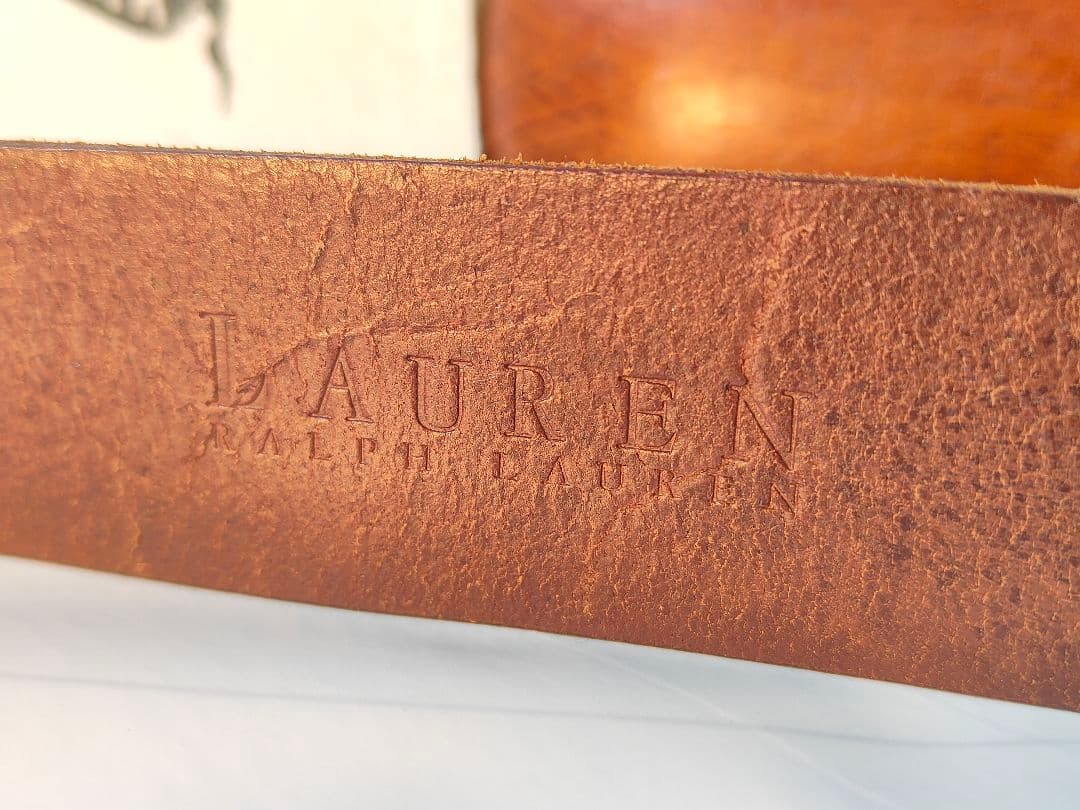 【極美品】RLL ローレンラルフローレン　高級スタッズレザーベルト　厚本革正規品