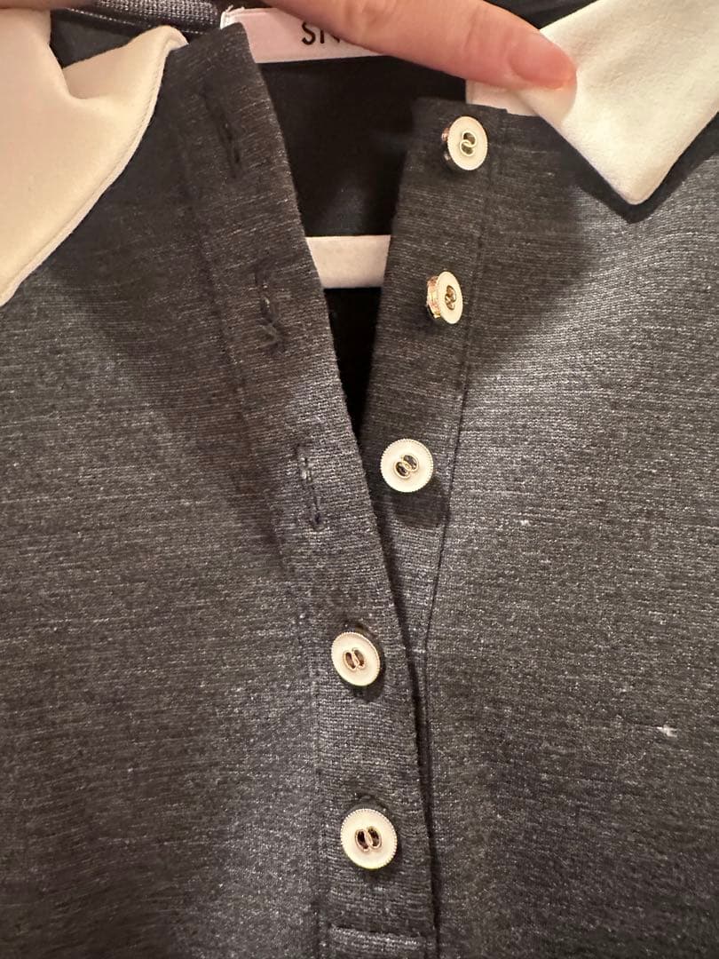 SNIDEL 衿つきプリーツカットミニワンピース グレー