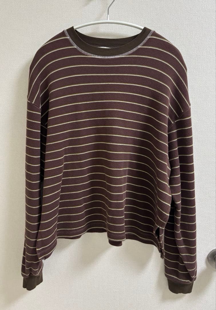 タグ付き TODAYFUL Border Long T-shirts チョコ