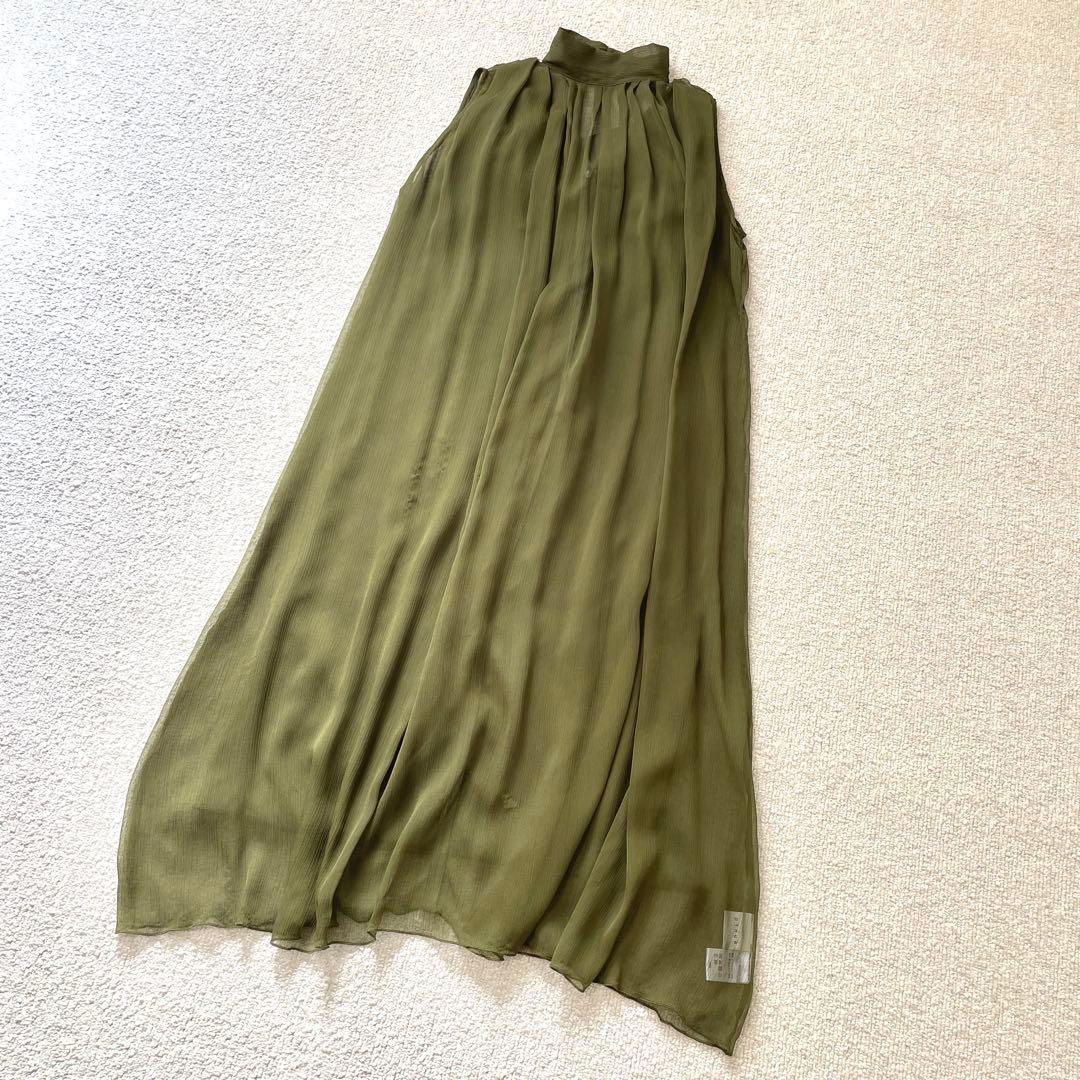 【幻の完売商品！着用１回】pinue ピヌエ シフォンドレス オリーブグリーン