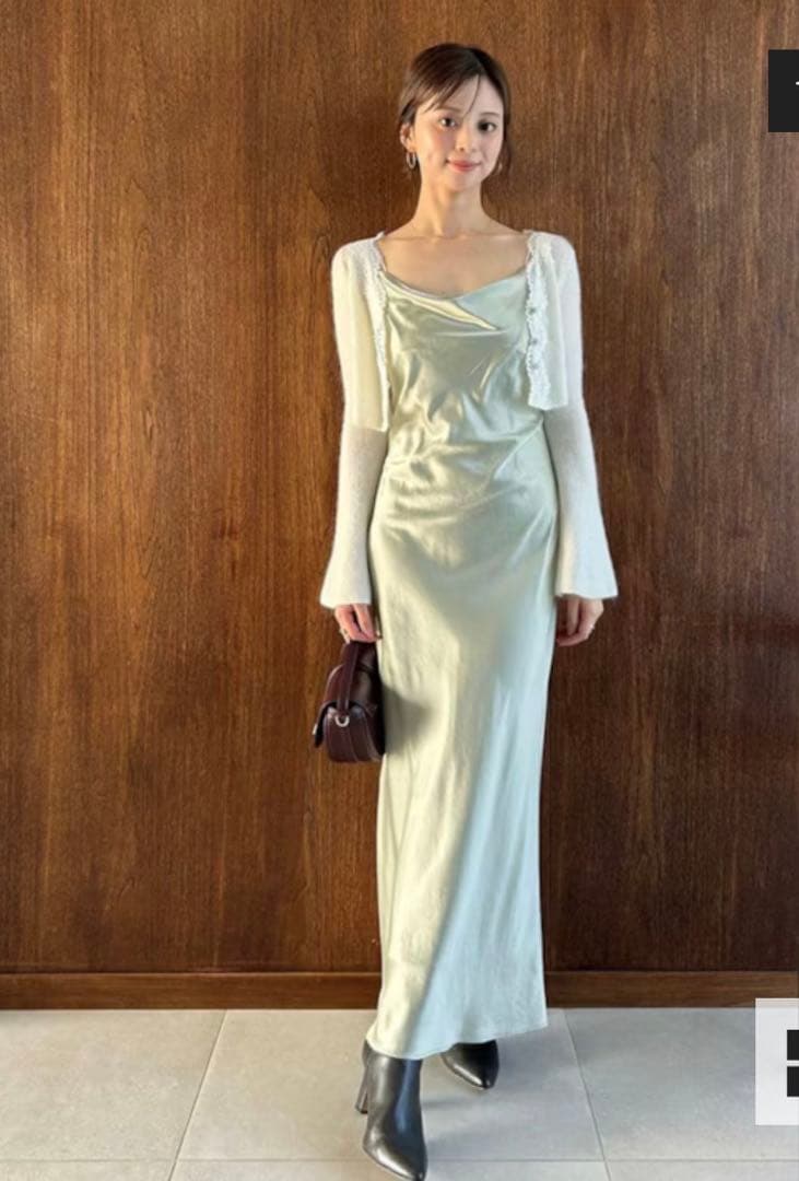 【らいむ】SNIDEL モヘヤカーディガン×サテンキャミ新品タグ付き