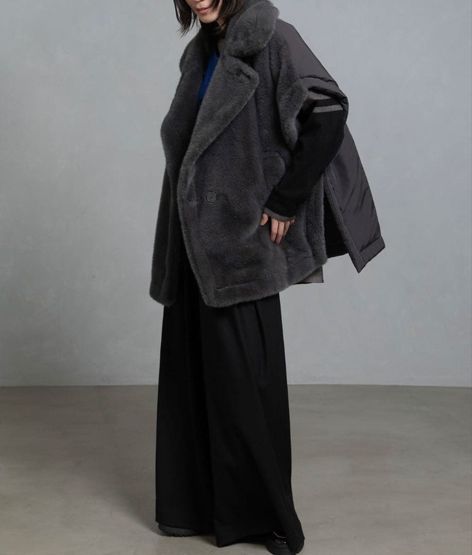 最終値下げ！✨超美品✨タグ付マルシャルテル フェイクファーベスト2 グレー