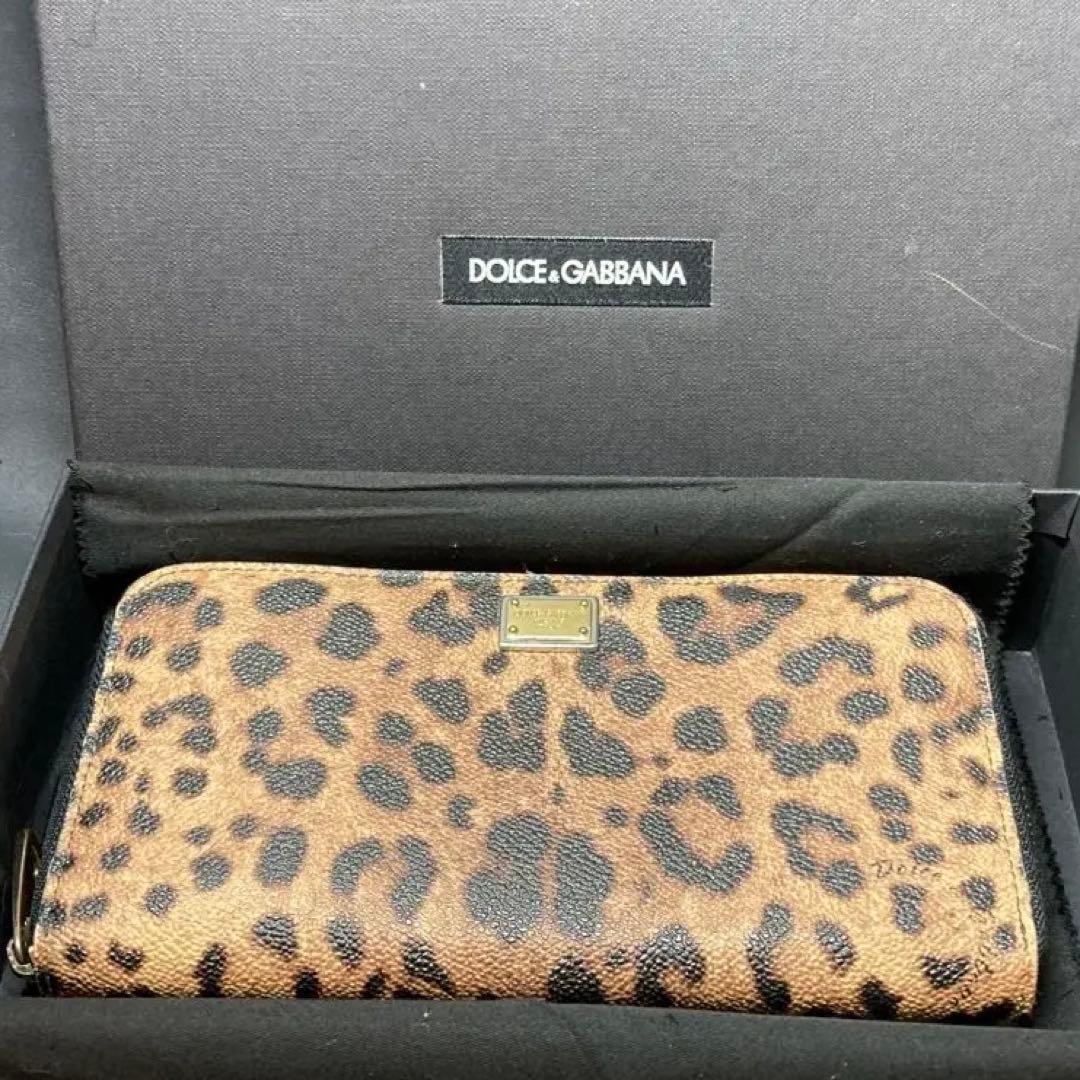 ドルチェ&ガッバーナ　長財布　ラウンドファスナー　ヒョウ柄
