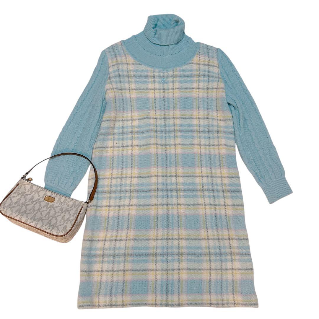courreges クレージュ ニットワンピース ニット ロゴ ロゴワンピース