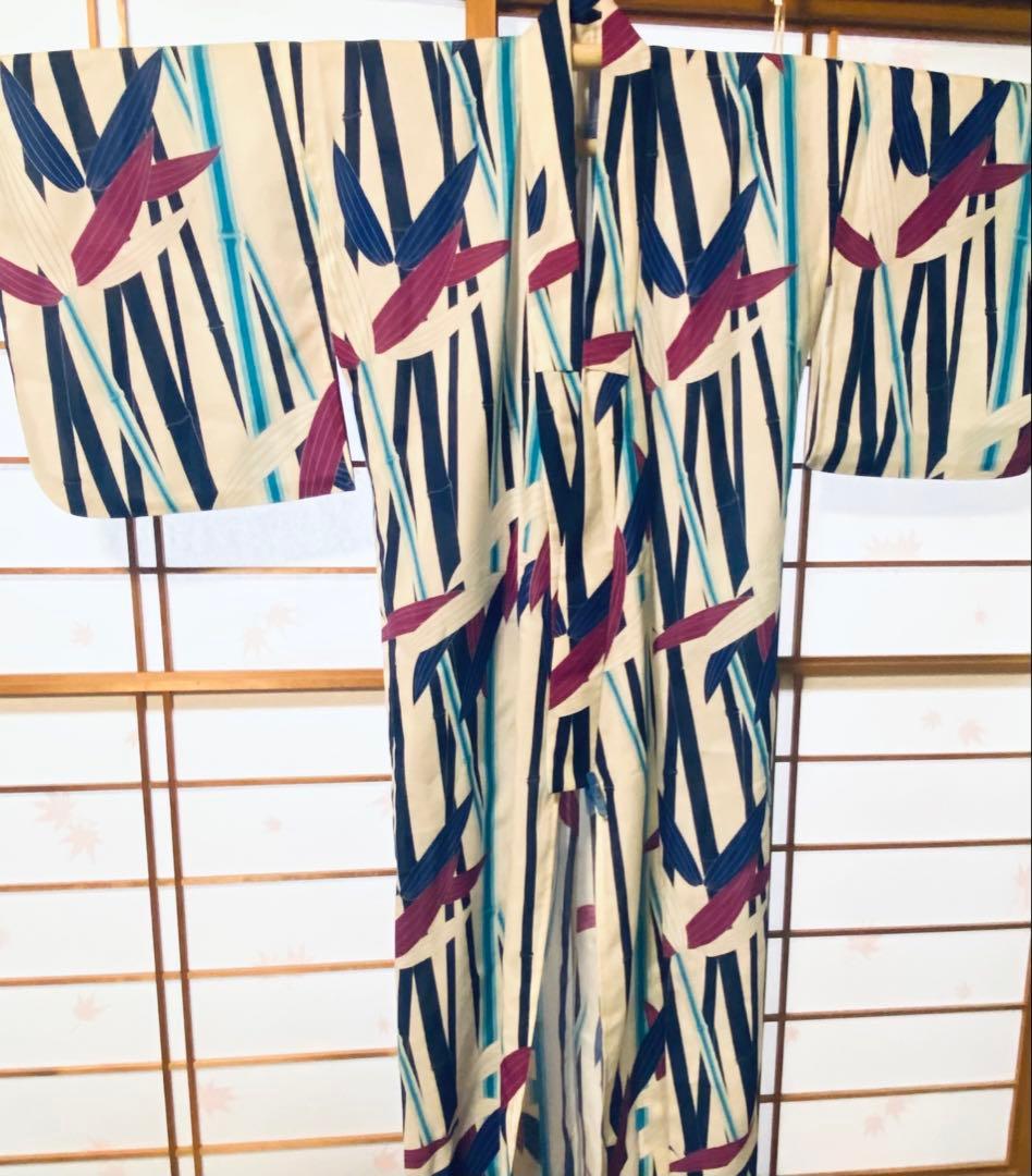 値下げしました！「撫松庵」セオα 仕立て上がり浴衣　笹竹模様