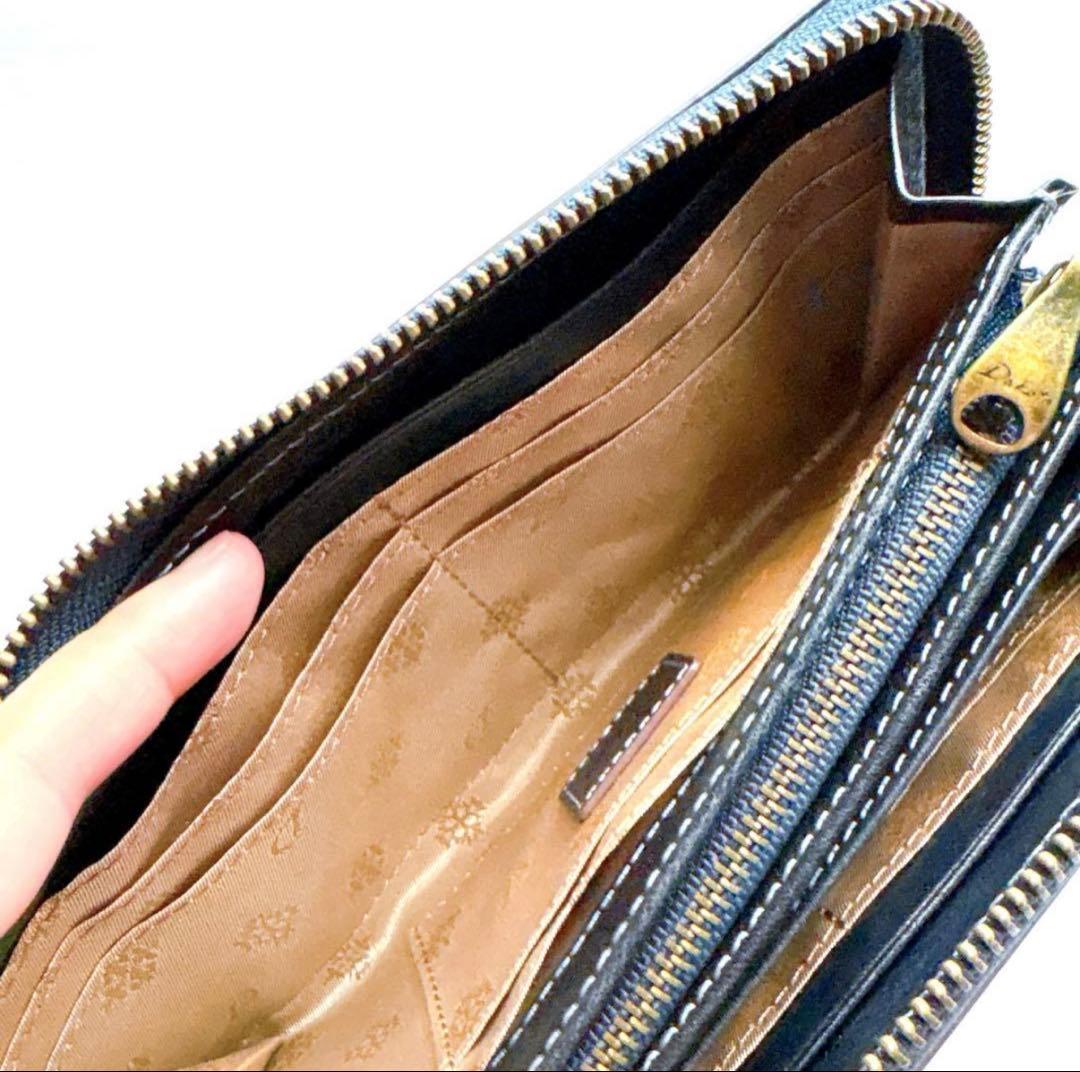 【美品】DAKOTA ダコタ トリコローレラウンドファスナー長財布 ブラック 黒