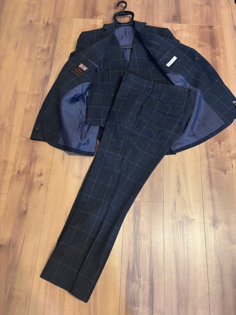 スーツカンパニー MOON スリーピース　ヘリンボーン　紺　165