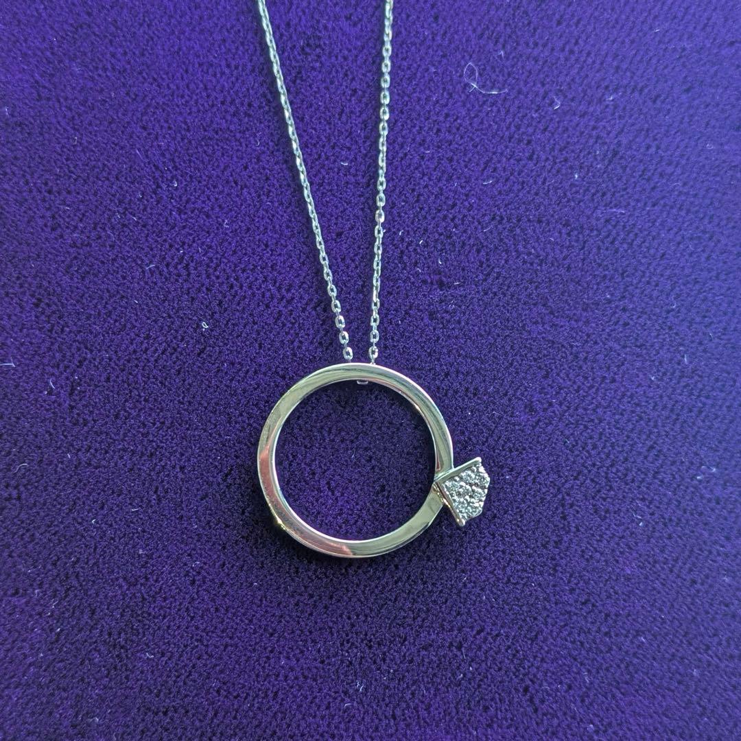 れ*ょ様 プラチナpt850 リング型ダイヤモンドネックレス 3g