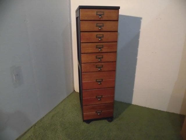 【送料無料・新品】天然木北欧風★マルチ書類多段チェスト9段【キャスター付】