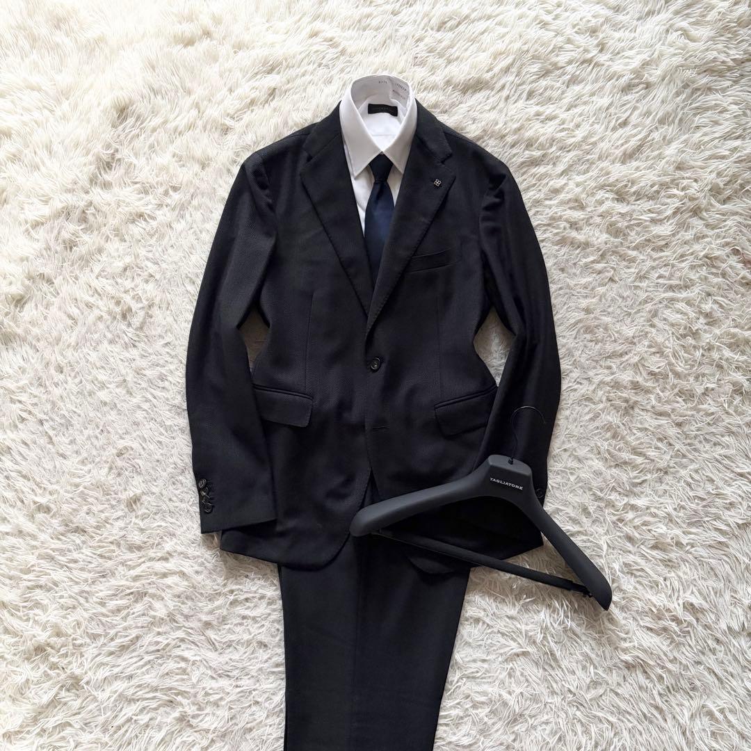 <美品>TAGLIATORE ヴェスビオ ダークグレー ウールスーツ サイズ48