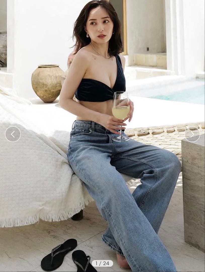 anuans アニュアンス / ワンショルダーセパレートスイムウェア ネイビーM