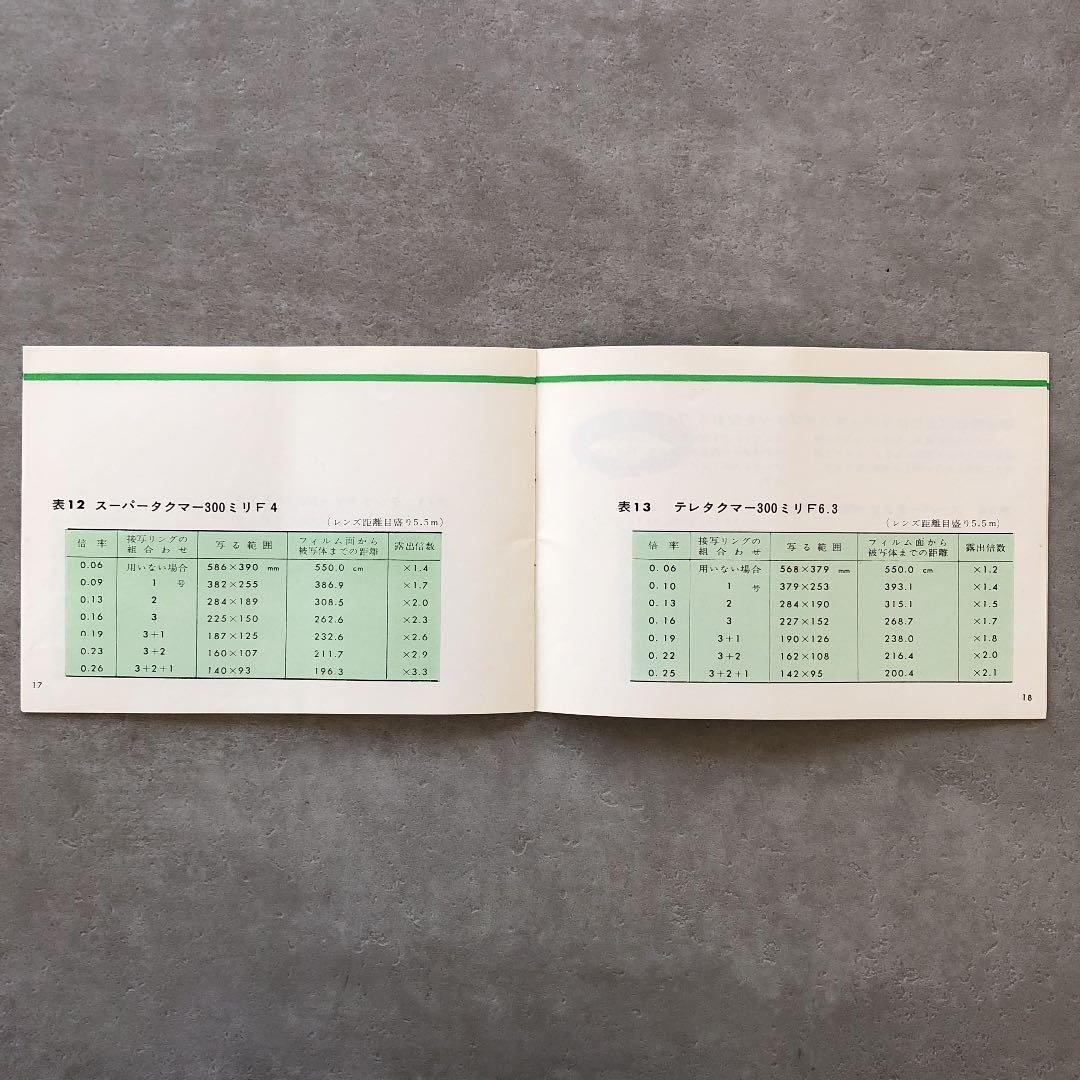 ペンタックス　オート接写リング・接写リング　使用説明書　1970年4月