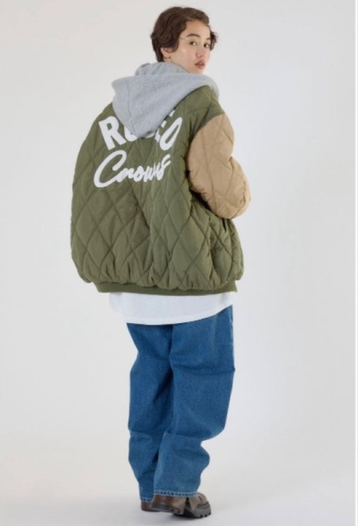 ロデオクラウンズ GYDAキルティングフードブルゾン アウター 大きいサイズ原宿