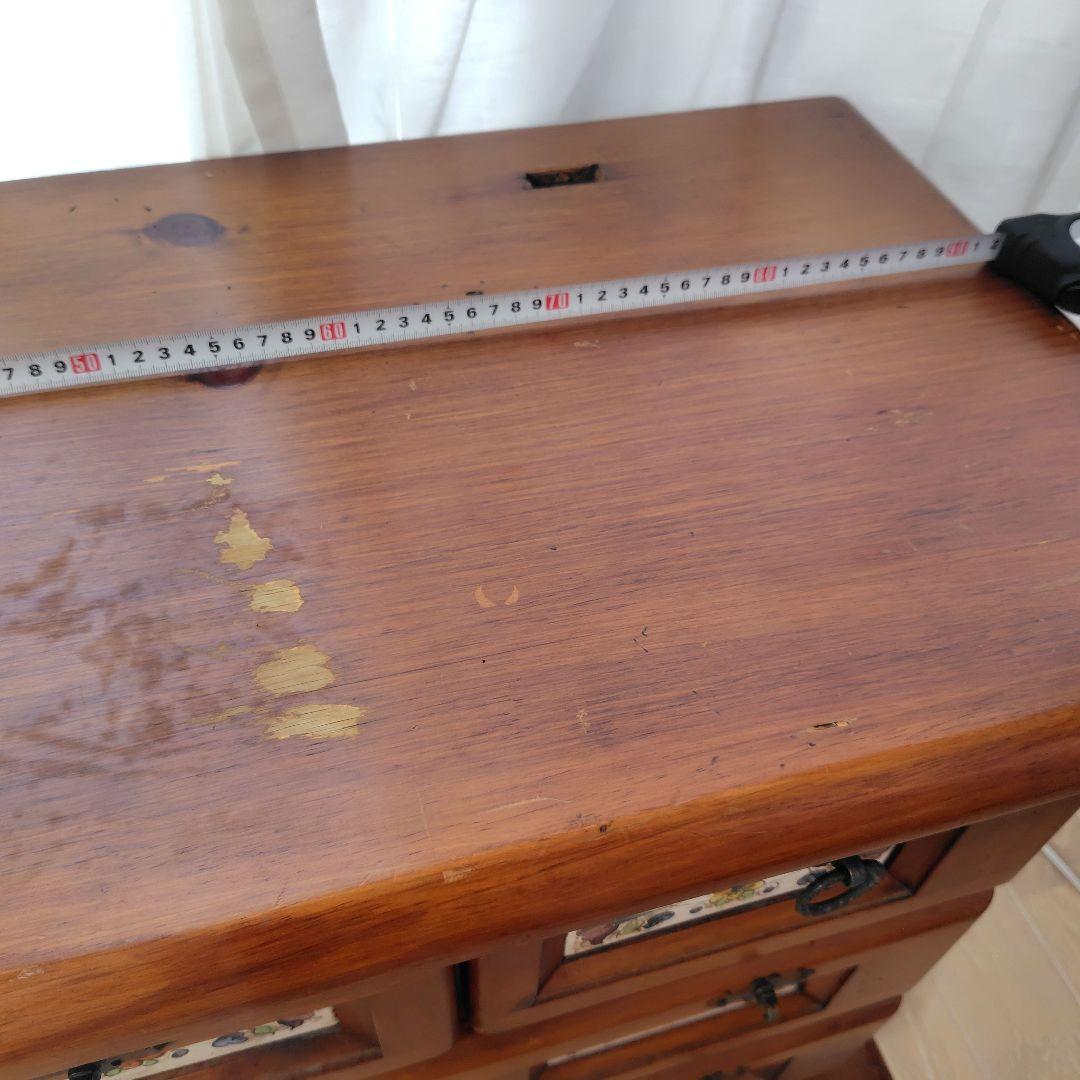 ACTUS木製スペインタイルチェスト 5引き出し ブラウン