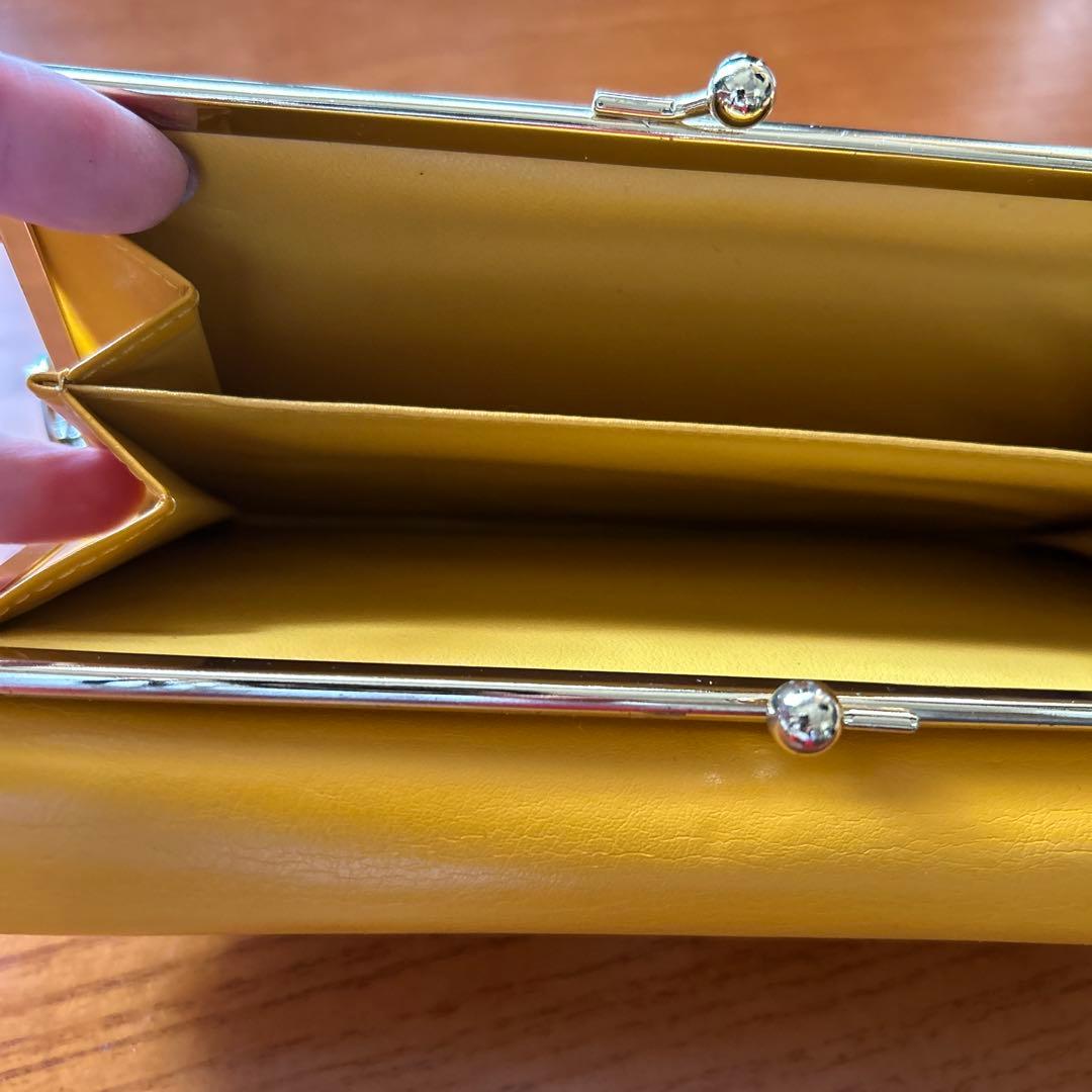 開運財布イエロー 長財布 金属製ボタン付き