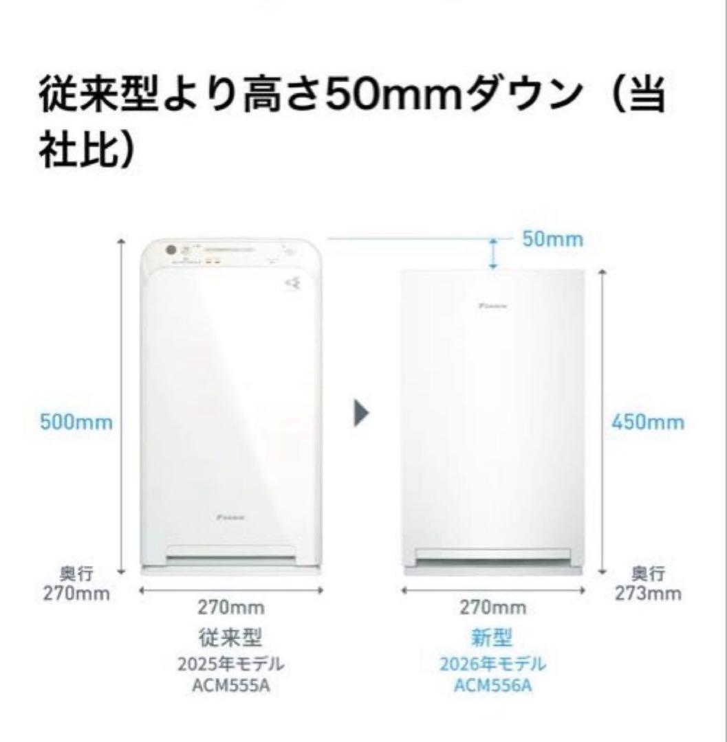 一台限定‼️ダイキン【2026年モデル】 空気清浄機　品番ACM556A-W