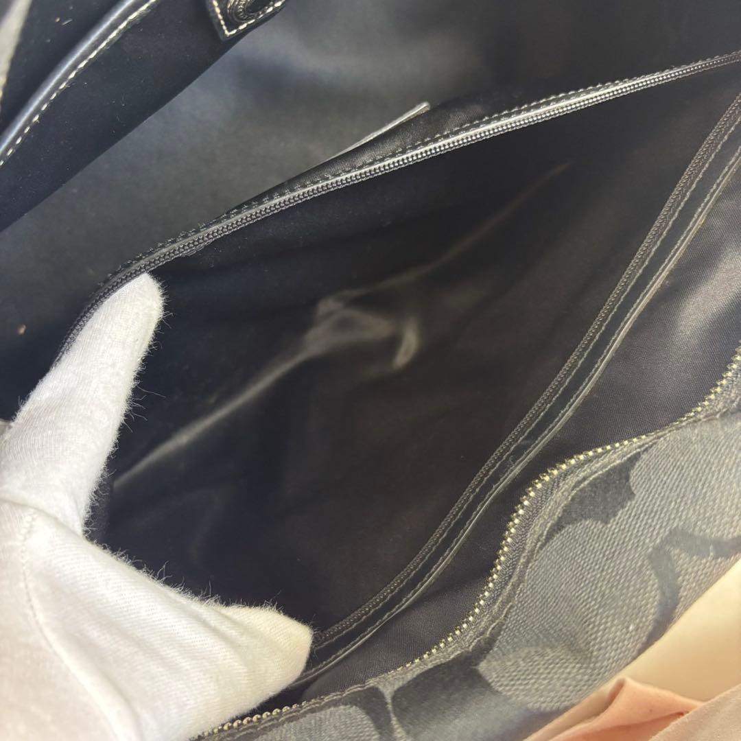 コーチ シグネチャー ストライプ ボストンバッグ　10392 キャンバス　黒