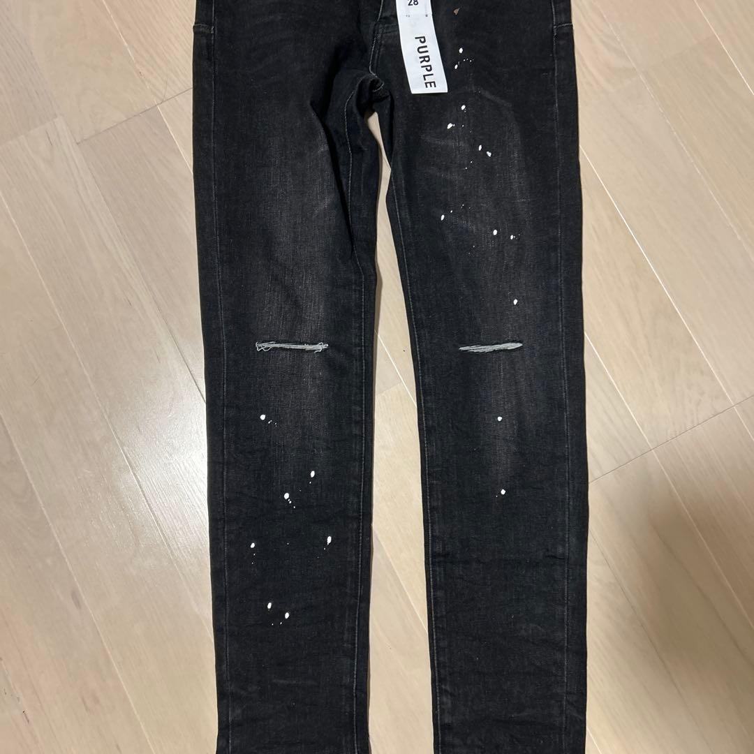 早い者勝ちすぐ売れます PURPLE ブラックデニム パンツ 28