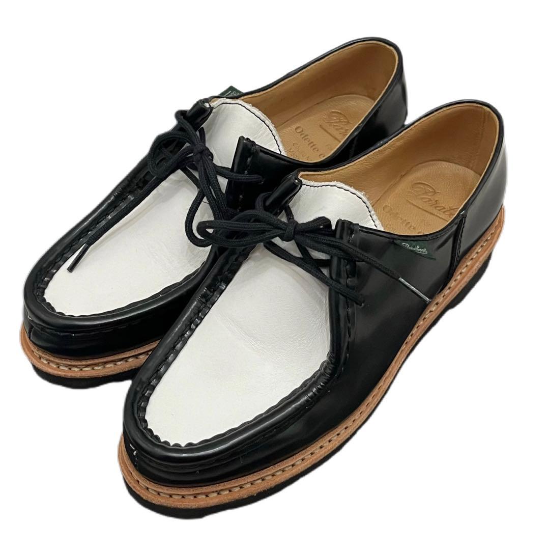 美品　Paraboot michael 別注　パラブーツ ミカエル　黒白　レザー