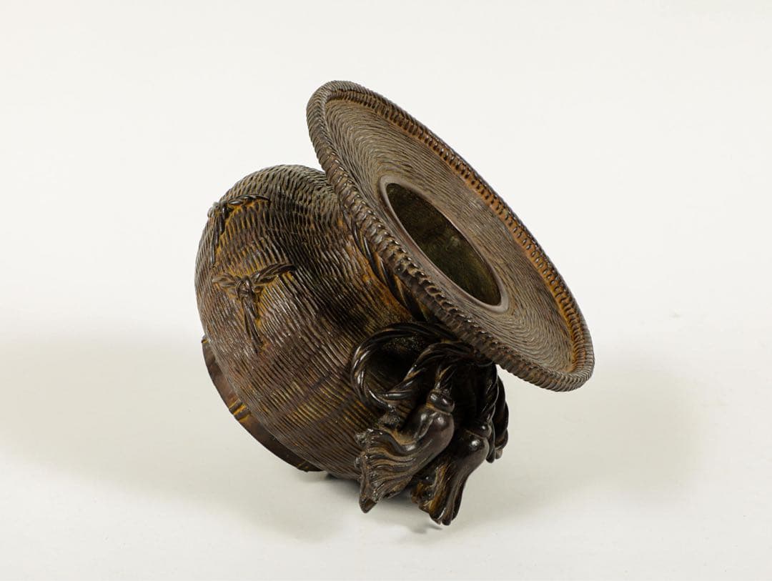 時代物 骨董品 古銅唐子花器 置物　在銘