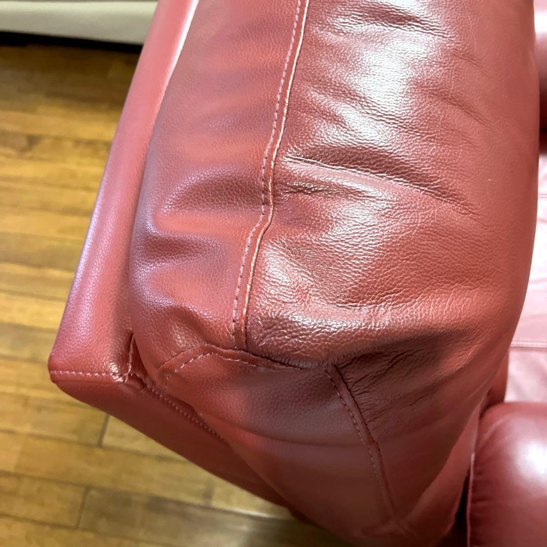 電動リクライニングソファ 本革　1人掛けレッド