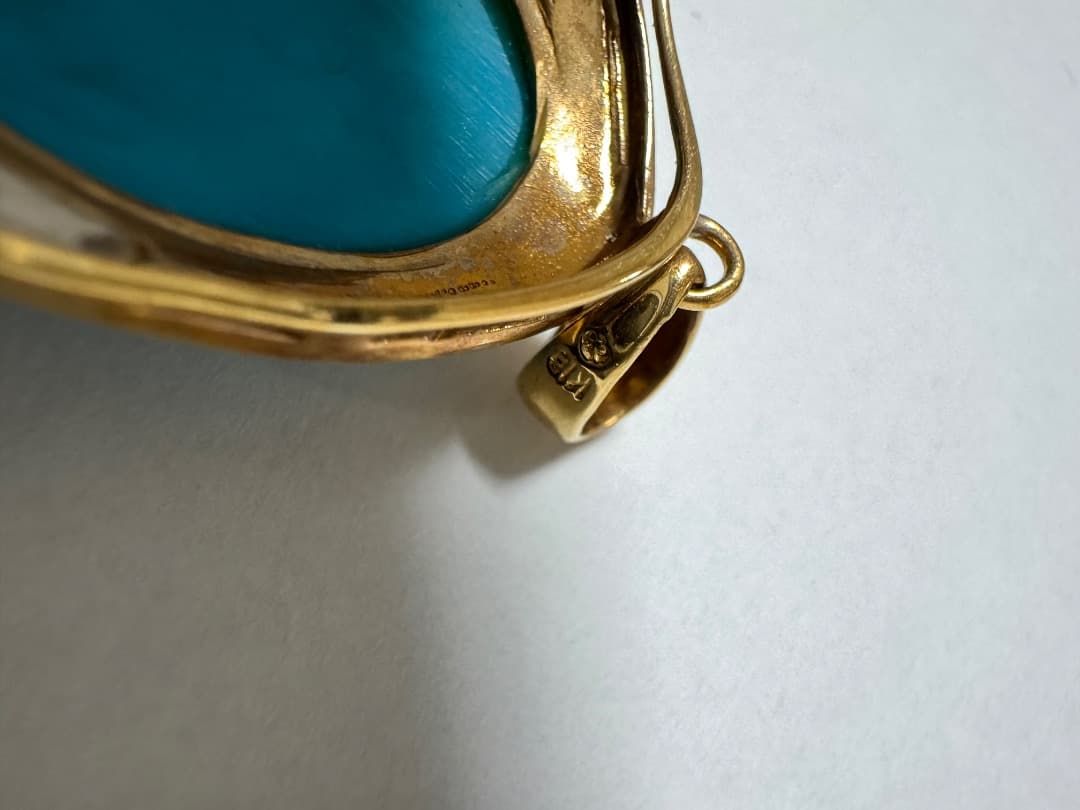 k18/pt850　ターコイズ　トルコ石　ダイヤモンド　ペンダントップ