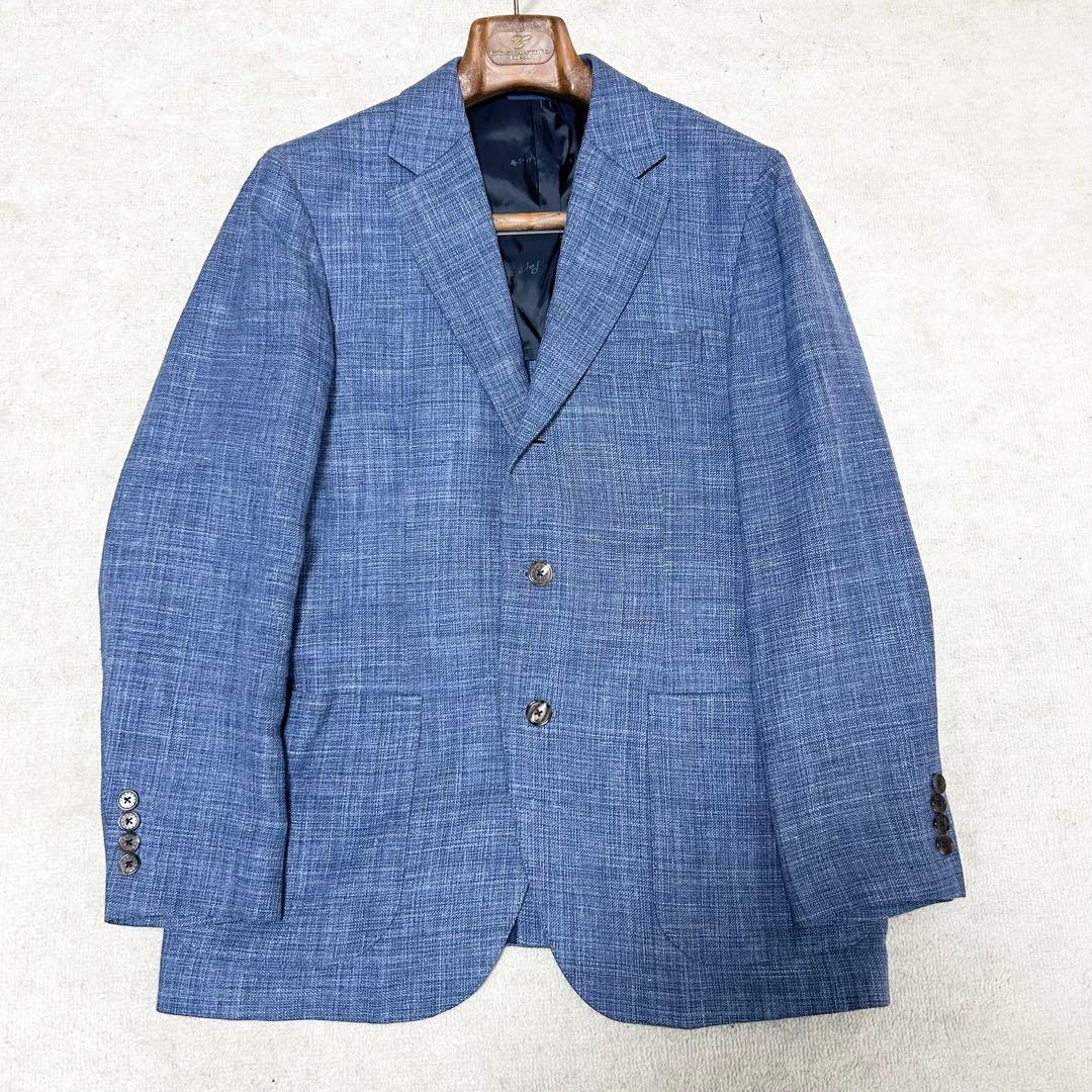 極美品　パパスプラス　エルメネジルドゼニア　テーラードジャケット　アンコン　青