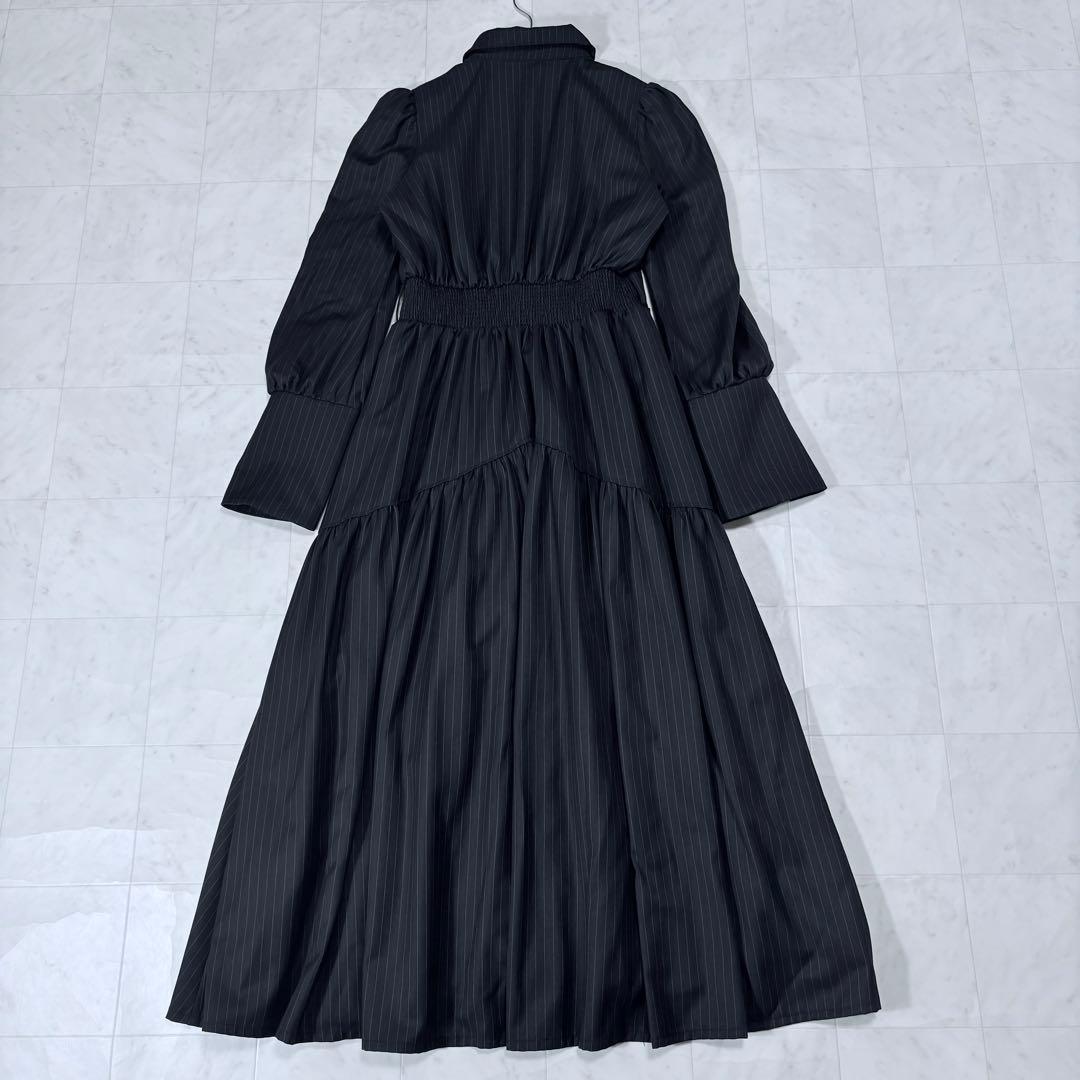 HARE ストライプティアードワンピース ロング ブラック FREE