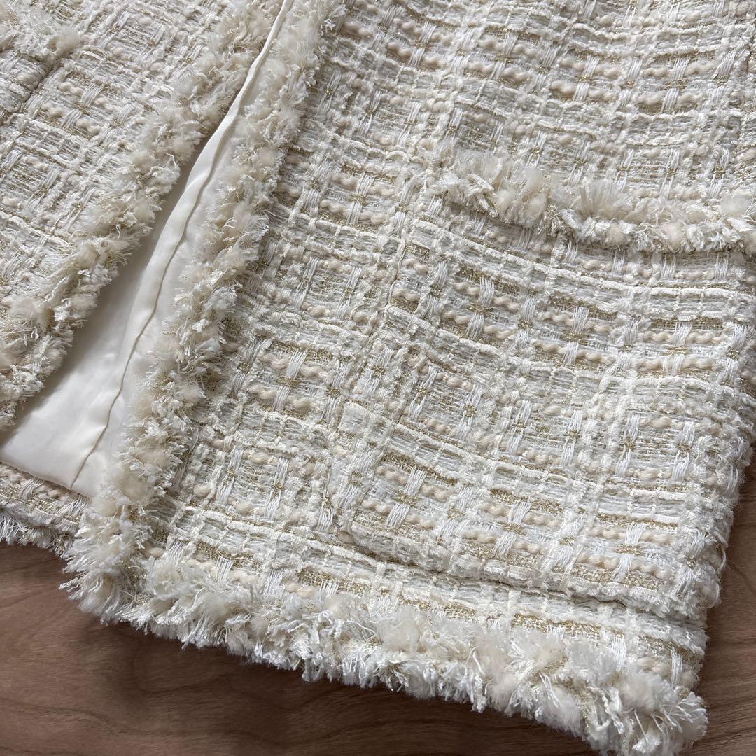 【美品】CADUNE/カデュネ　アイボリー ツイード ジレ