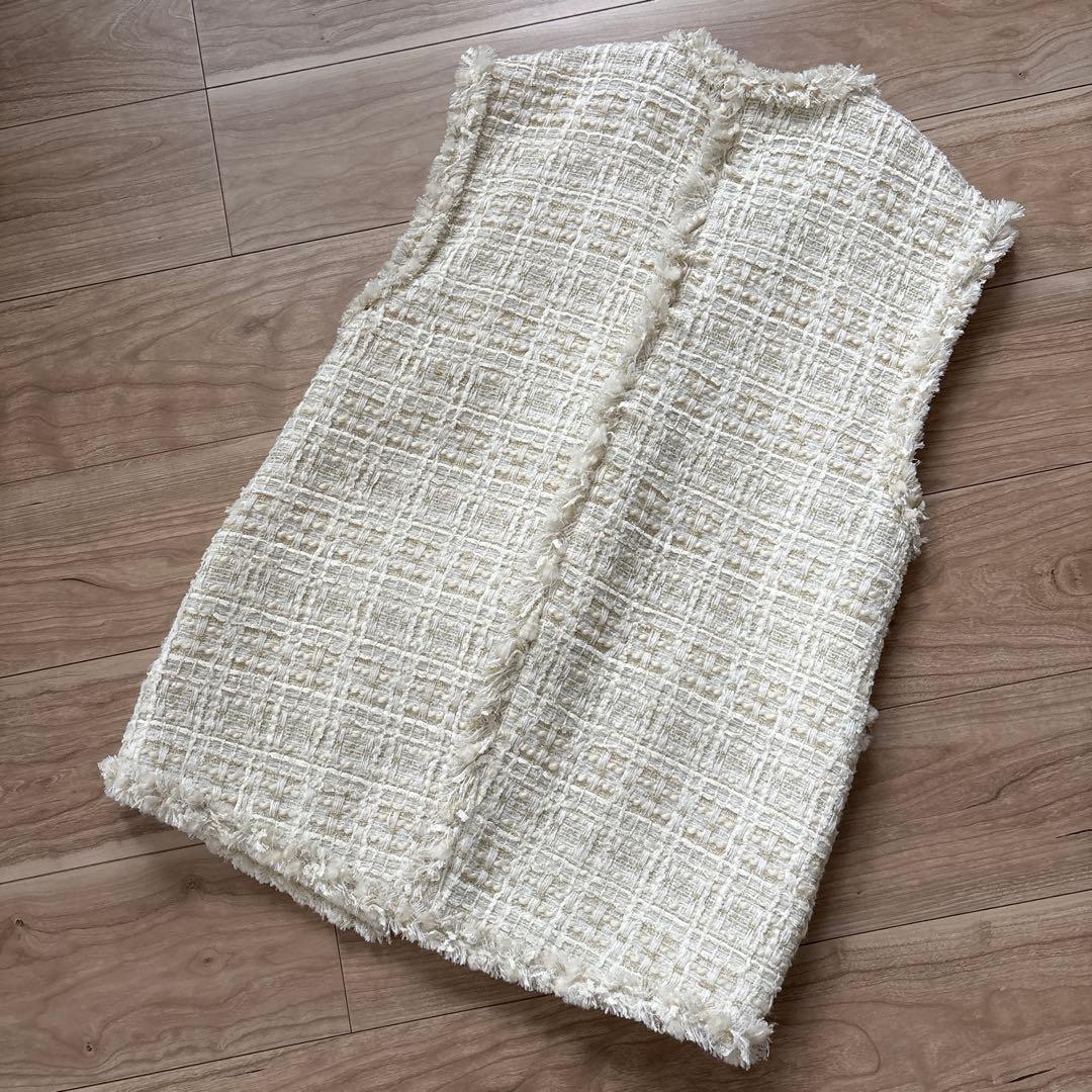 【美品】CADUNE/カデュネ　アイボリー ツイード ジレ