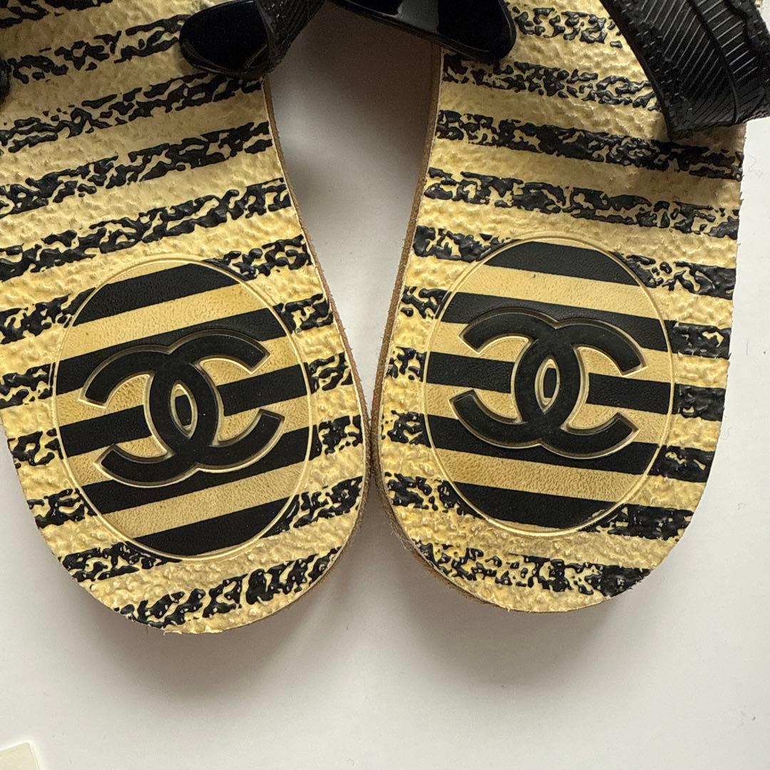 CHANEL ビーチサンダル サイズ39 ブラック/ベージュ