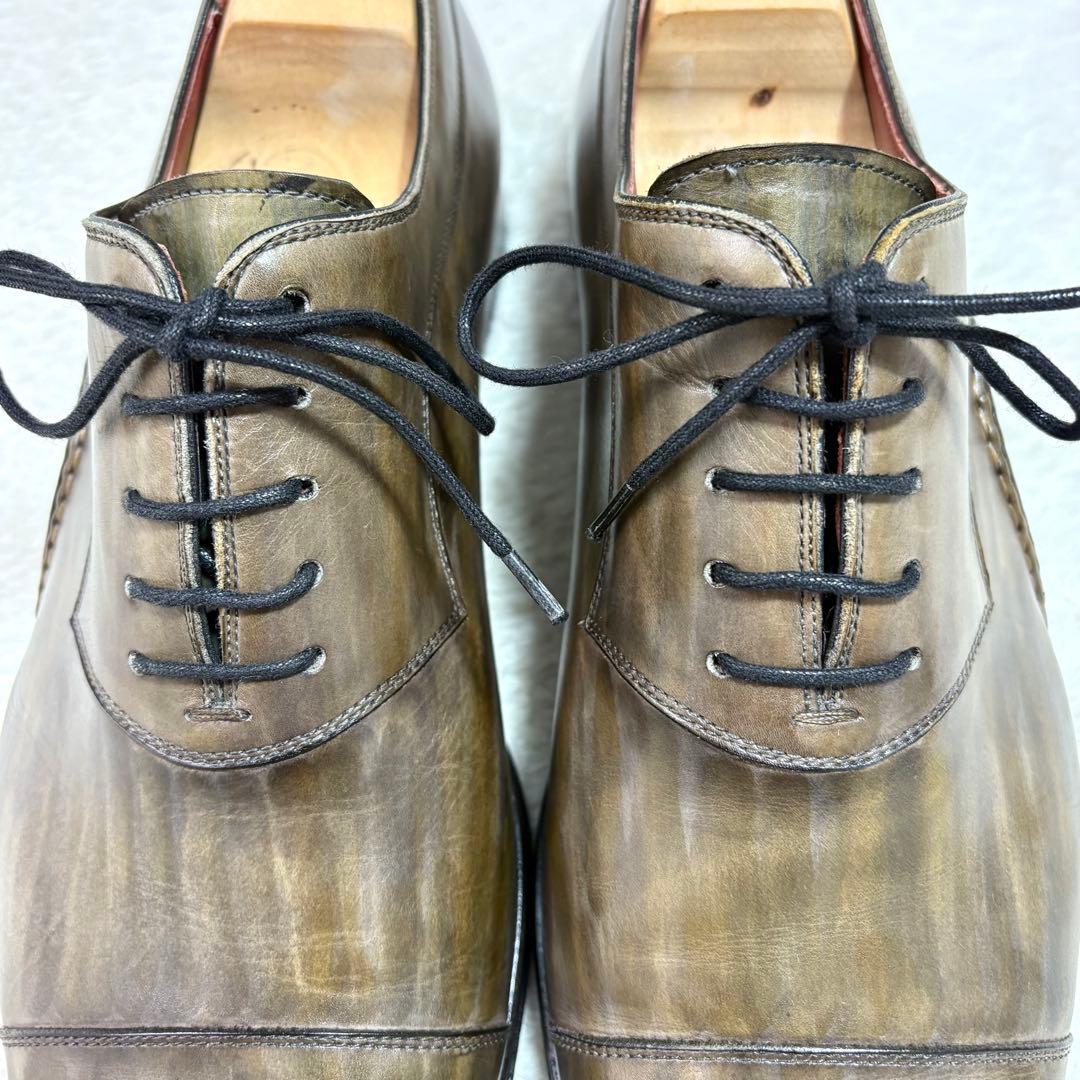 マグナーニ オパンケ製法 ストレートチップ ドレスシューズ 緑系パティーヌ 41