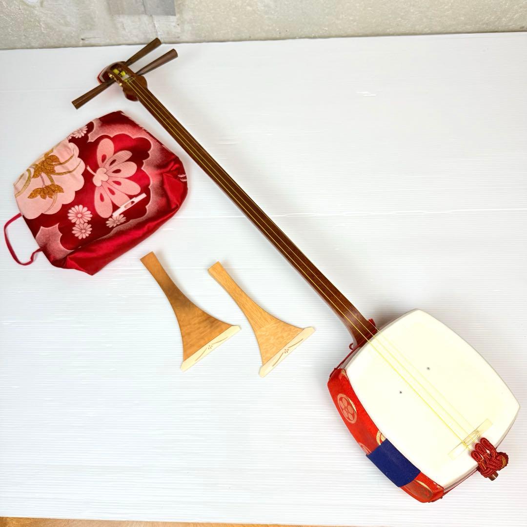 三味線 細棹 駒・バチ付き 和楽器 長唄 小唄 和楽器