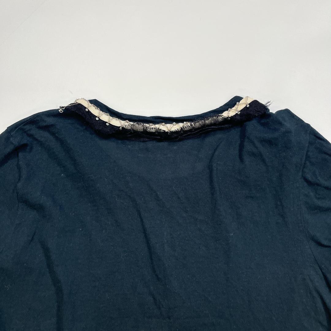CHANEL 半袖 カットソー チェーン装飾 Ｔシャツ 黒 シャネル