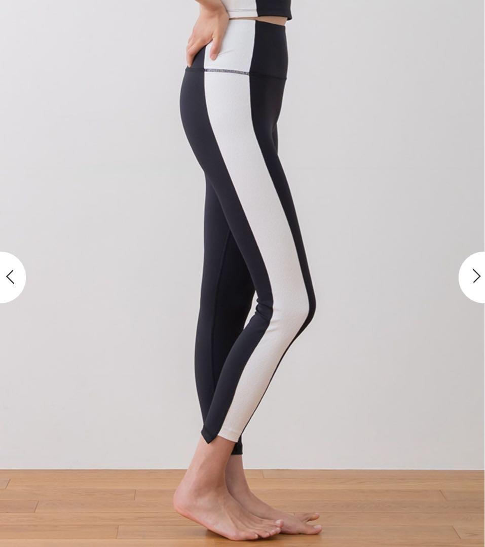 SUKALA バイカラーアシンメトリーレギンス　黒