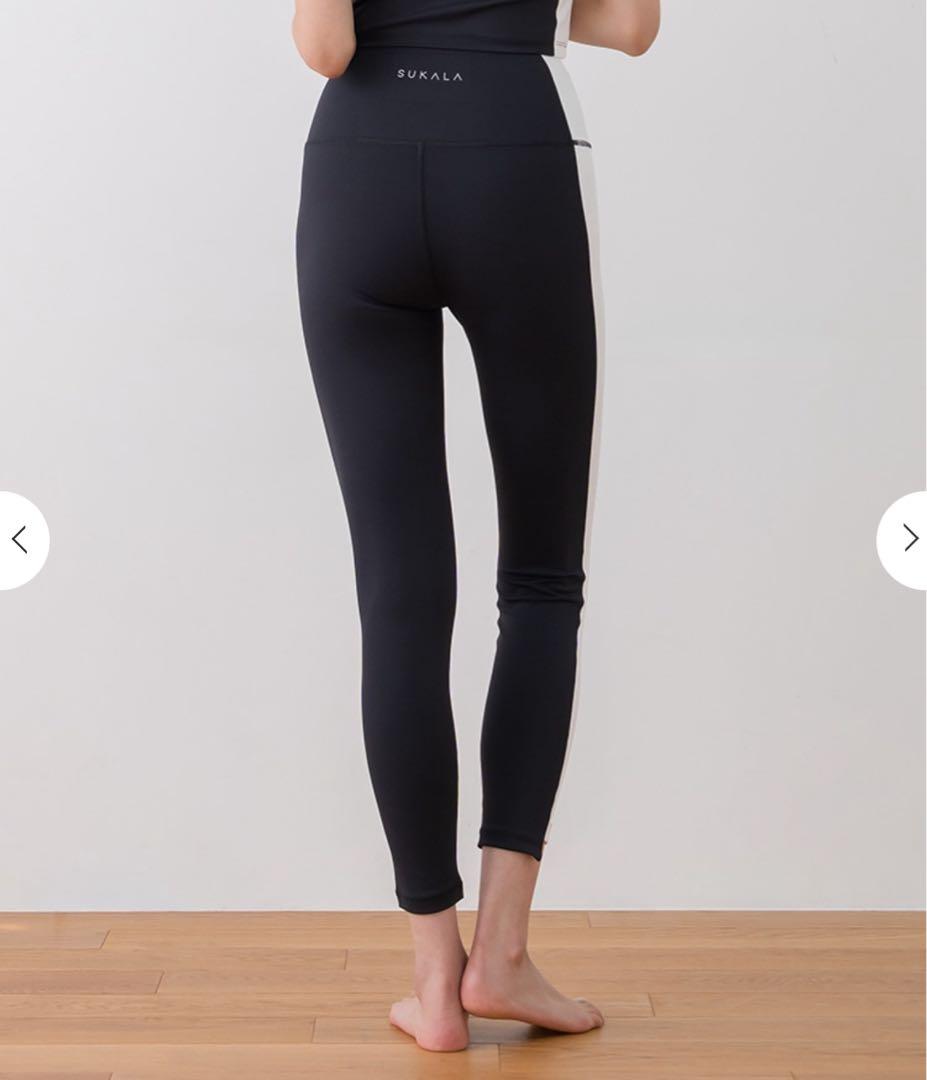 SUKALA バイカラーアシンメトリーレギンス　黒