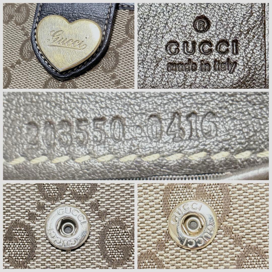 GUCCI GGキャンバス ラブリーハート 長財布 濃茶
