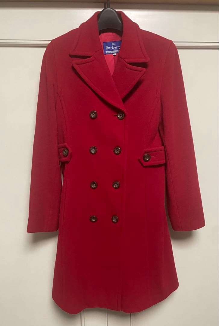バーバリー　ブルーレーベル赤ダブルブレストコート　サイズ38