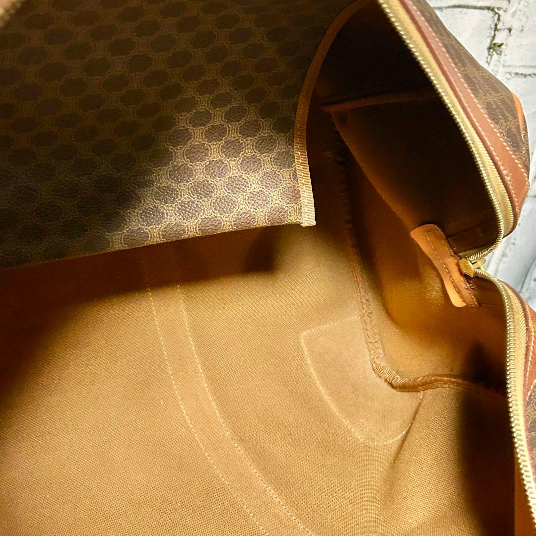 CELINE セリーヌ ボストンバッグ マカダム柄 茶系 ネームタグ 南京錠